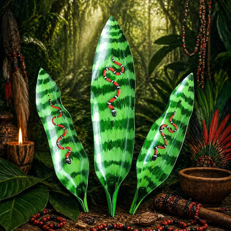 Ofertório Caboclo Cobra Coral Incensário Porta incenso Vareta Decoração Umbanda p/ Rituais Altar Tronqueira
