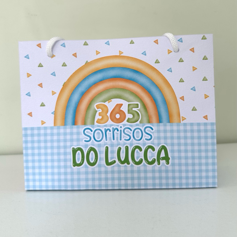 PEGUE E MONTE - Sacolinha Personalizada 365 Sorrisos Menino | Lembrancinha Aniversário - Festa Infantil