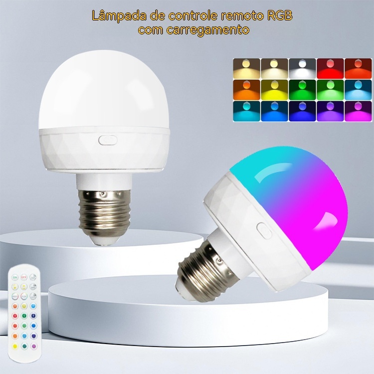 Lâmpada RGB Recarregável , Soquete E27 , Bola De Luz Magnética USB Com Controle Remoto