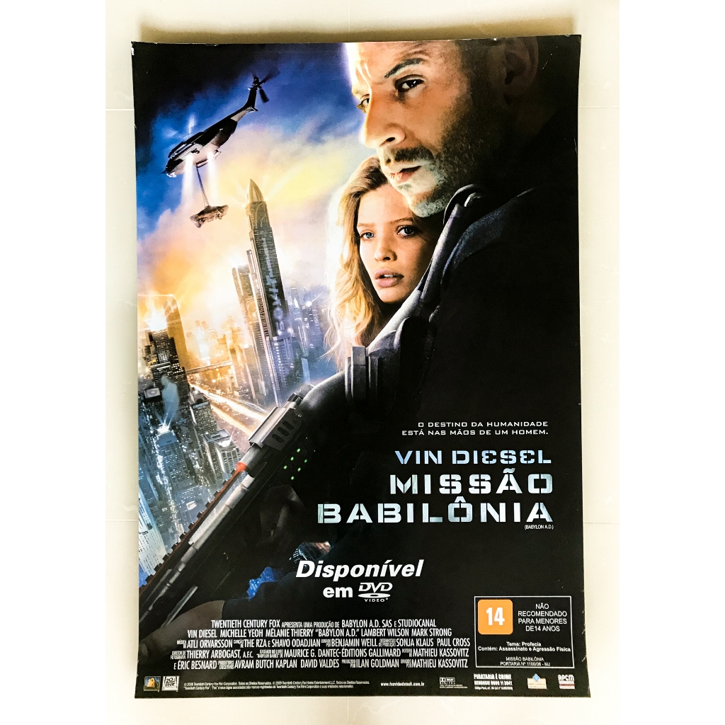PÔSTER Missão Babilônia - Vin Diesel Michelle Yeoh - Original de Locadora - 94cm x 64cm - Filme Cartaz
