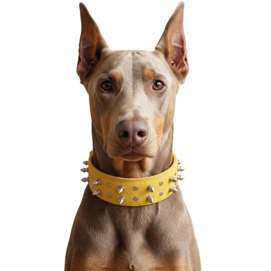 Coleira Dobermann Spike Amarelor Cor Variações Cachorro Dog Pitbull Rottweiler Passeio Cane Corso