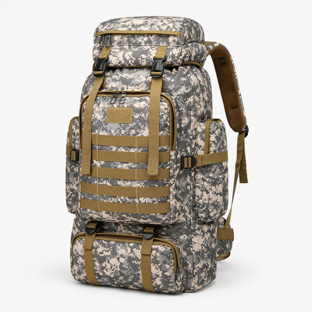 Mochila Tática 80L Camuflada Militar Camping Trilha Trekking Oxford 600D Sistema MOLLE Lorben