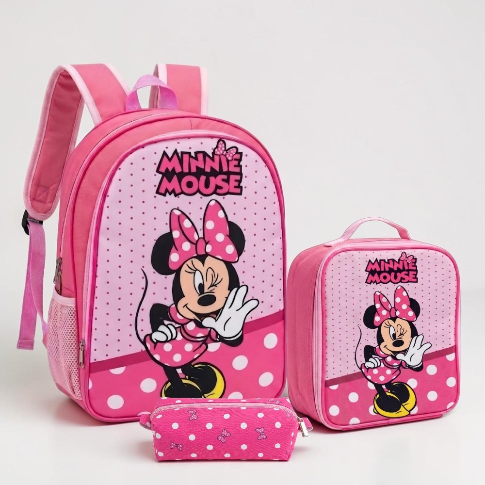 Kit Mochila Escolar Infantil Menina Feminina com Lancheira Termica e estojo- Cabe cadernos grandes
