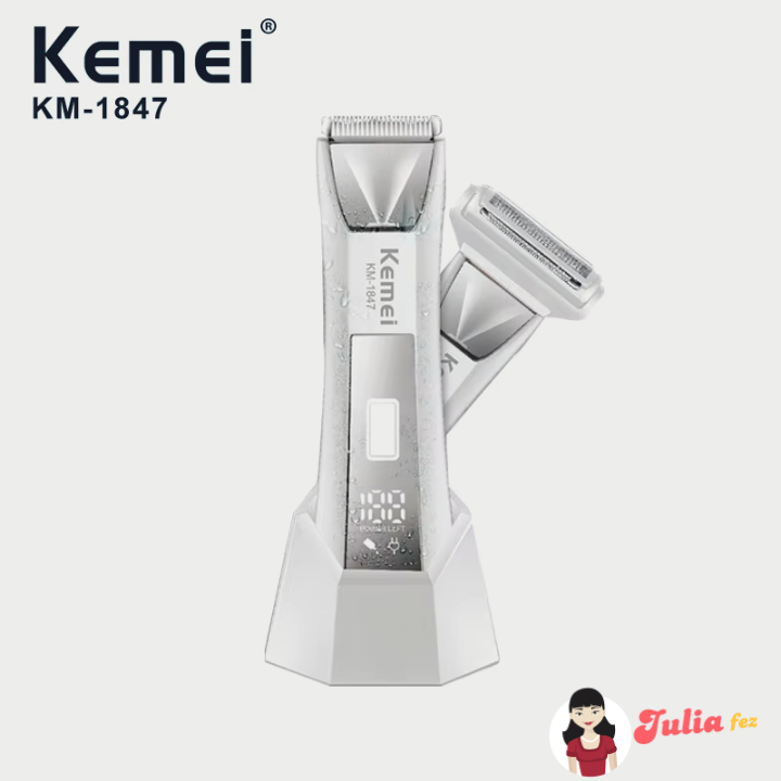 Aparador De Pelos Profissional Feminino KEMEI KM-1847, Recarregável via USB, Sem Fio Durawell