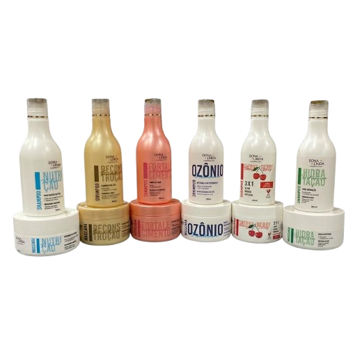 Kit Capilar Dona Linda Completo 12 Produtos 300ml: Cronograma Intensivo Shampoo e Máscara