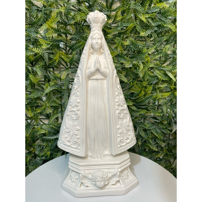 Imagem De Nossa Senhora Aparecida Duplo Anjo 30cm - Em Gesso Cru - Acabamento Impecável.