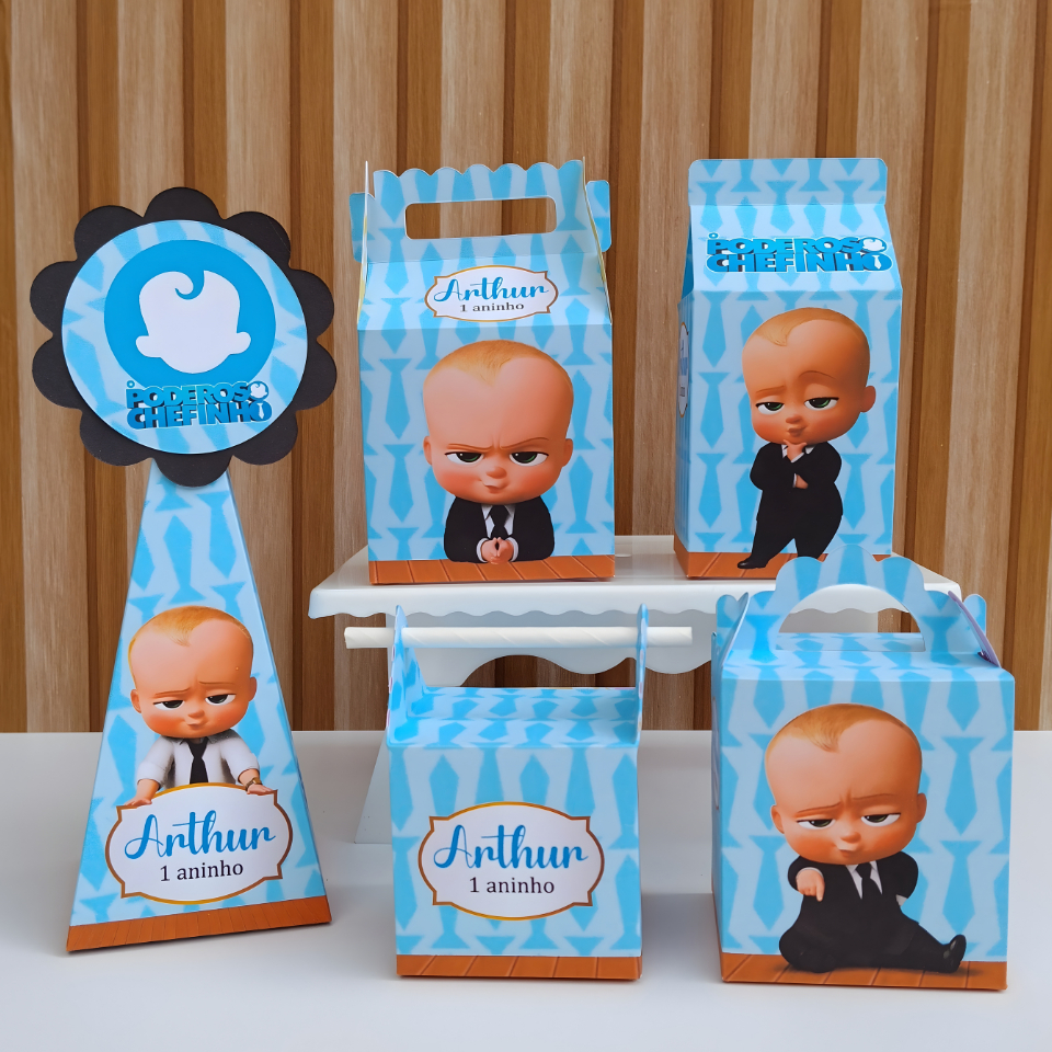 Kit Festa Caixinhas Personalizadas Poderoso Chefinho Desmontadas para Lembrancinhas