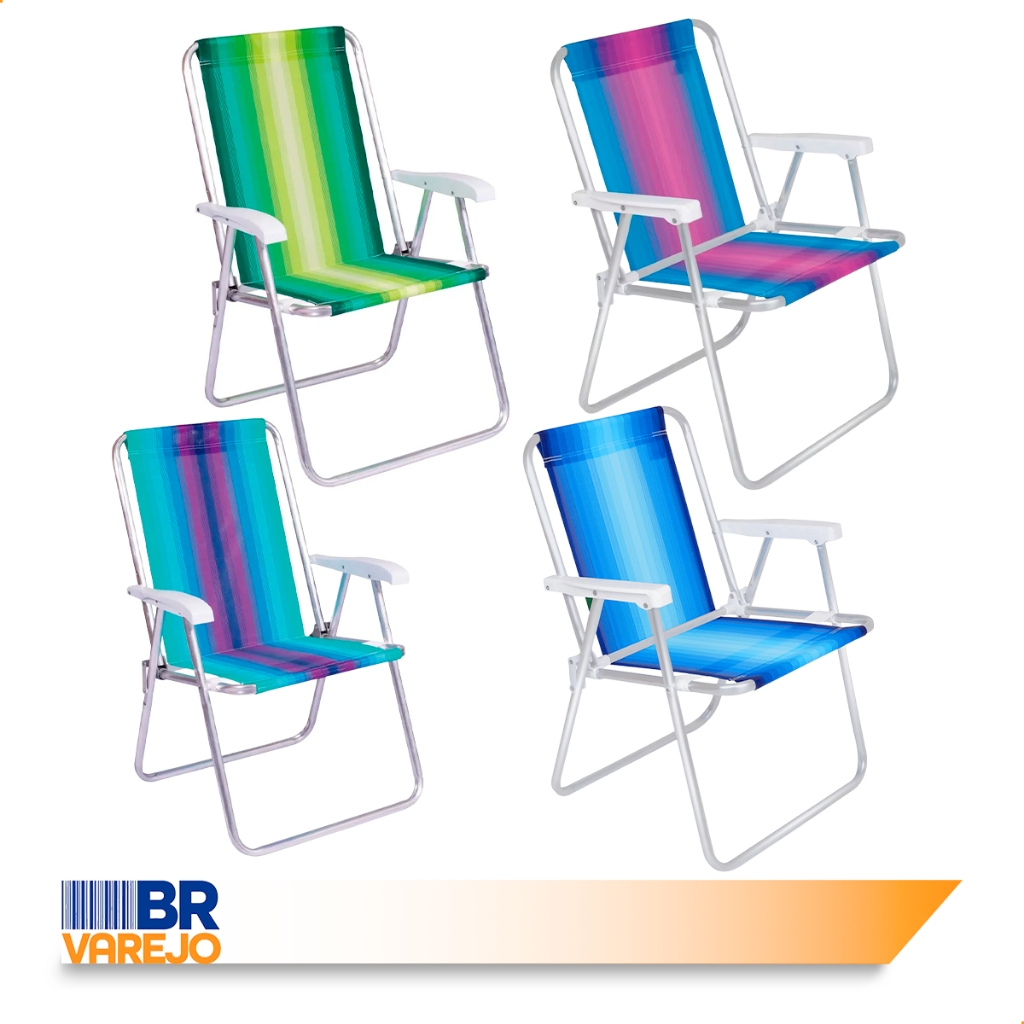 Cadeira de Praia Dobravel Alta em Alumínio Cores Variadas MOR — imagem 2 de 2