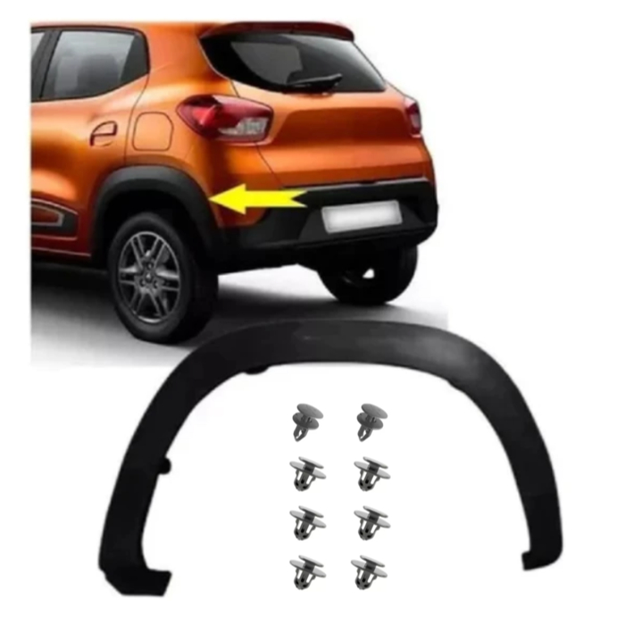 Moldura Do Paralama Traseiro Renault Kwid 2017 a 2025 Preto Texturizado + Kit Grampo Par - Unidade