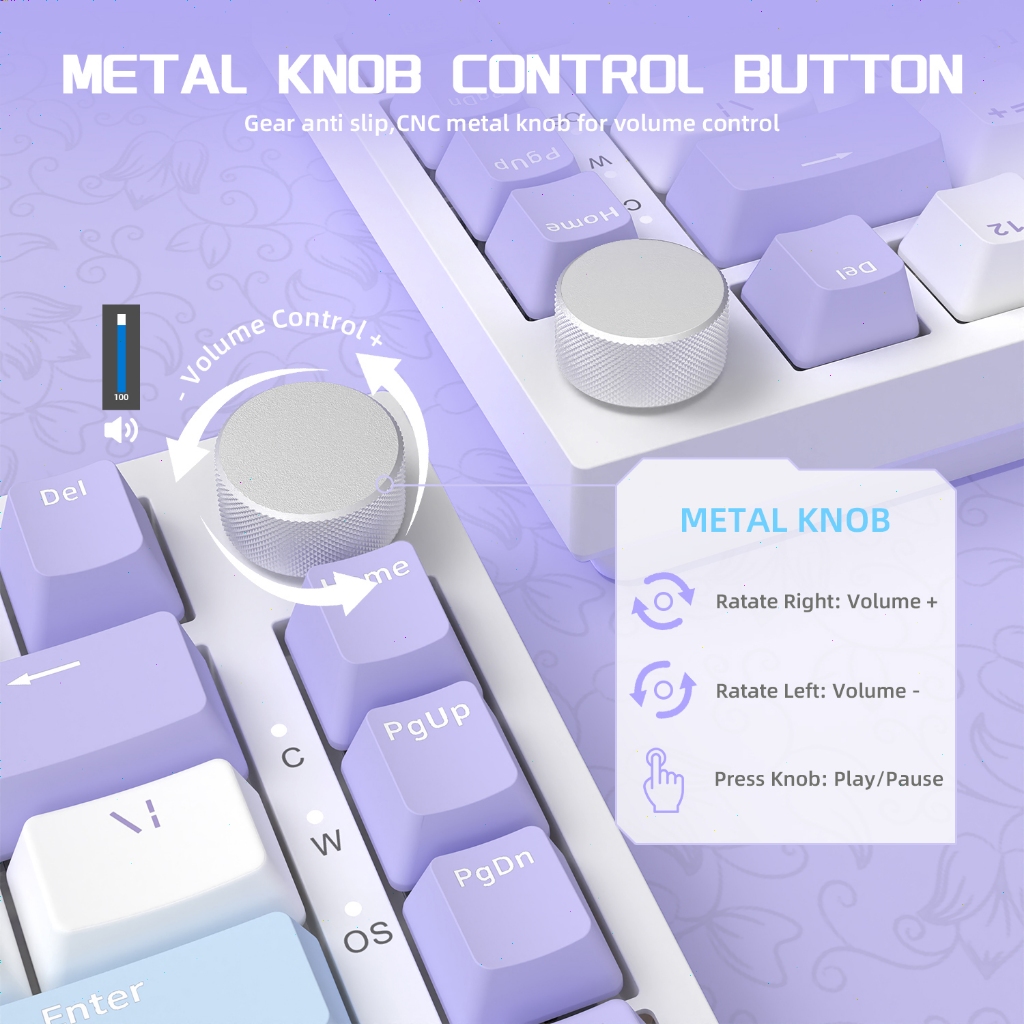 ATTACK SHARK AK820 Wired Mechanical Gaming Keyboard with Volume Knob Hot Swappable 75% Gasket — imagem 2 de 2