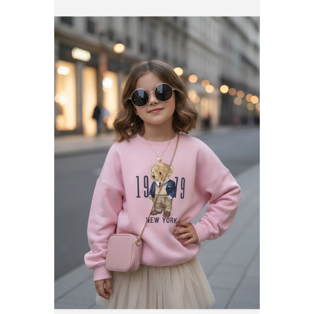 Moletom Infantil Menina Sem Capuz Urso Bear casaco flanelado sem capuz Outono/Inverno 02 ao 14 Envio Imediato