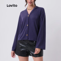 Lovito Cardigan Feminino Malha Tricot com Botões SRB450BRL479