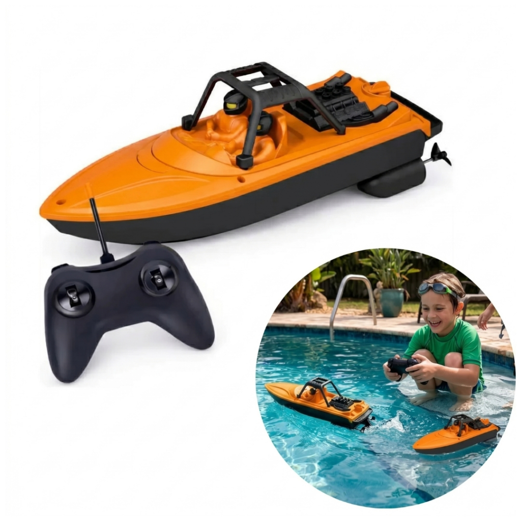 Barco Lancha Elétrica de Controle Remoto Funciona na Agua Brinquedo de Criança Presente Menino