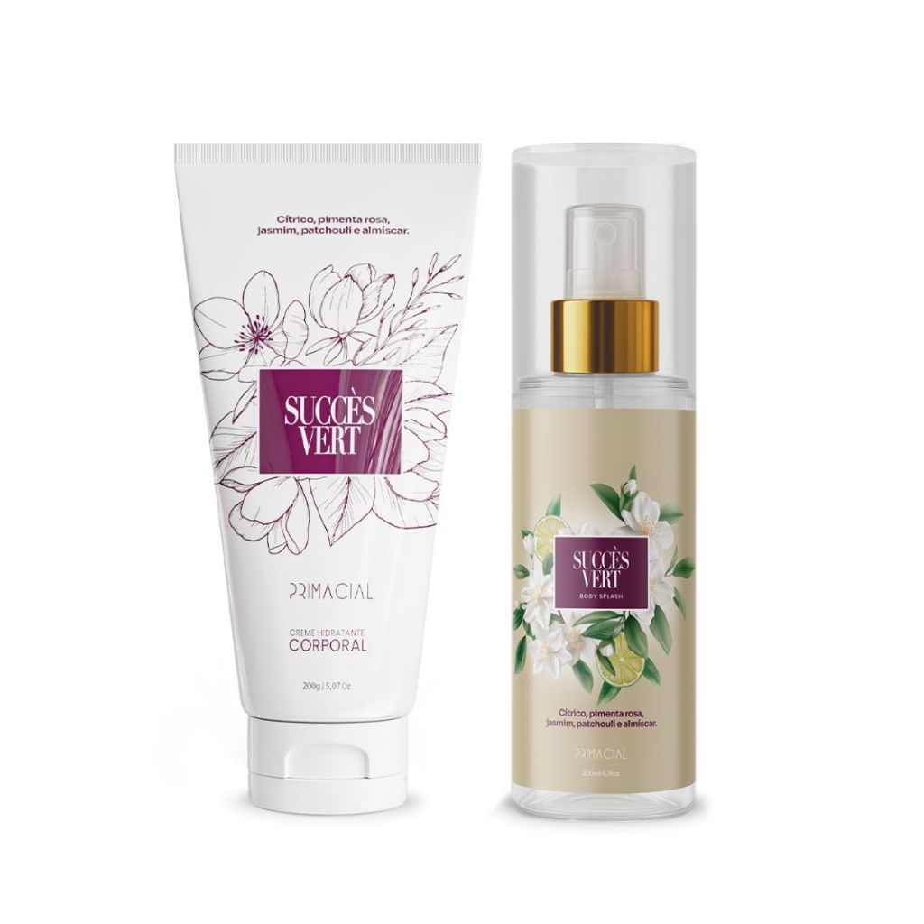 KIT FEMININO CREME HIDRATANTE SUCCES VERT + BODY SPLASH SUCCES VERT 200ML BY PRIMACIAL