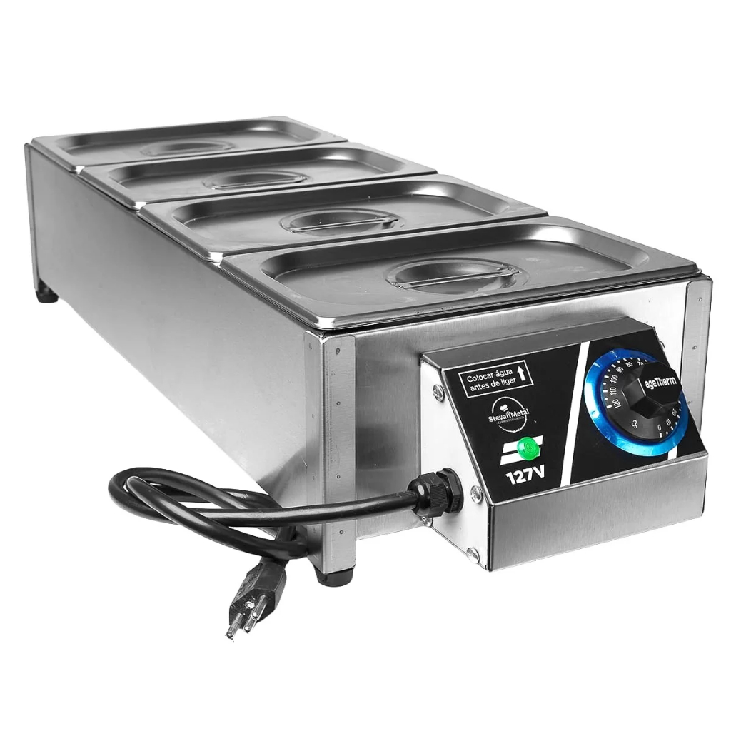 Molheira Salsicheira Elétrica 4 Cubas Hot-dog Stevan Metal 127v