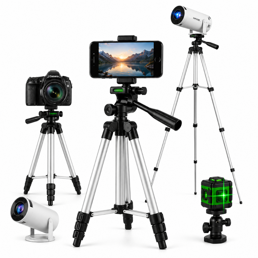 Tripé Nível Laser Rosca 1/4 1,1m Universal Câmera Celular Gravação 1 metro + Brinde
