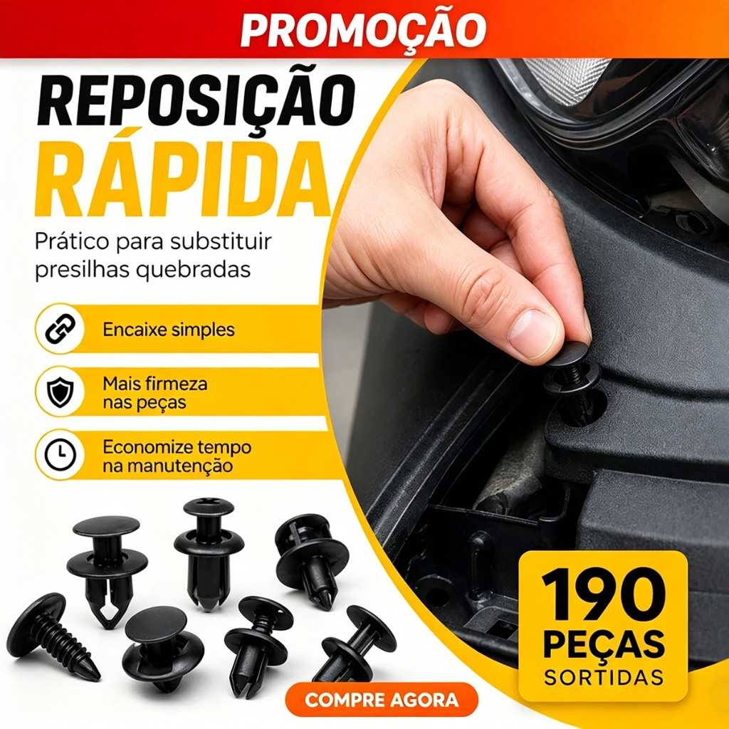 190 Clipes De Fixação Para Carros 6 Tamanhos De Fixação De Plástico Para Pára Choques Automotivo