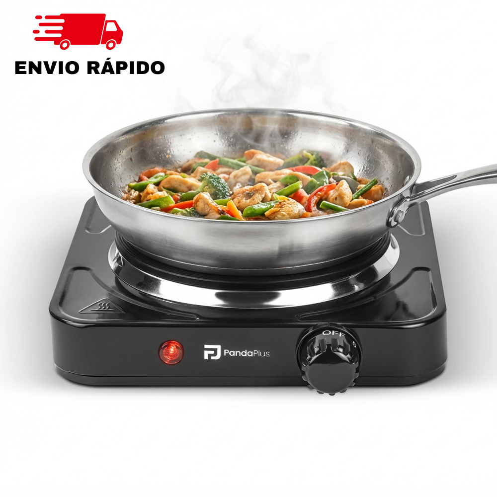 Imagem Fogão Elétrico 1 Boca Portátil Fogareiro Cooktop de Mesa Camping Potência 1000W Até 600ºC Automático