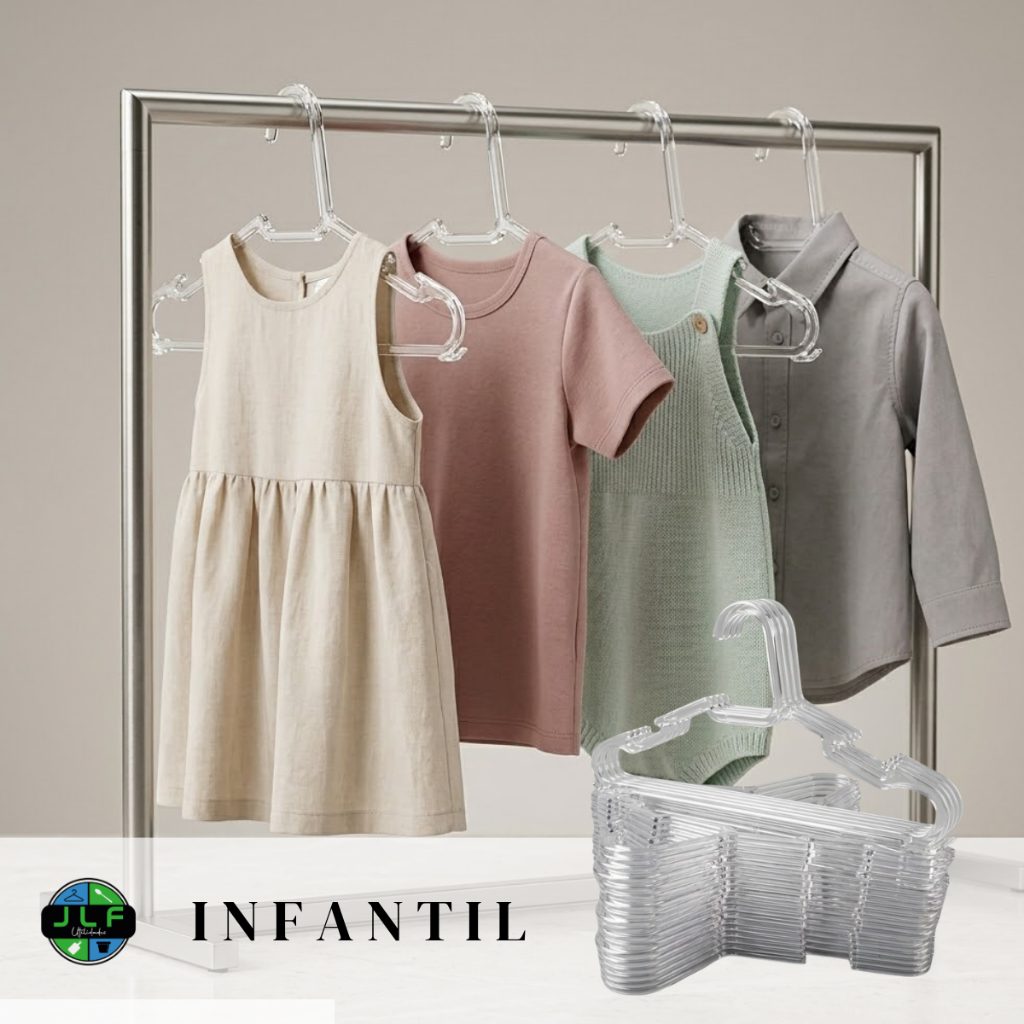 Kit Cabide Plástico Organizador Infantil Transparente Cristal