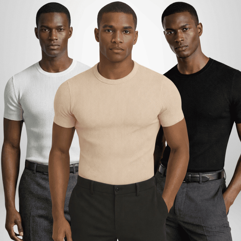 Kit 3 Camisetas Masculina Canelada Americana Slim Premium Ribana
