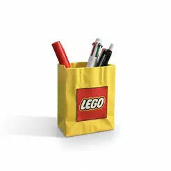 Porta Canetas Criativo Formato Mini Sacola LEGO Amarela para Organização de Mesa