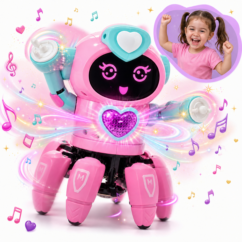 Robô Lady Face Dançante Som E Luz Brinquedo Infantil Interativo Música Diversão