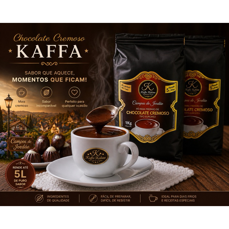Chocolate (pó) Quente Cremoso Kaffakakaw Campos Do Jordão 1kg (rende 5lt)