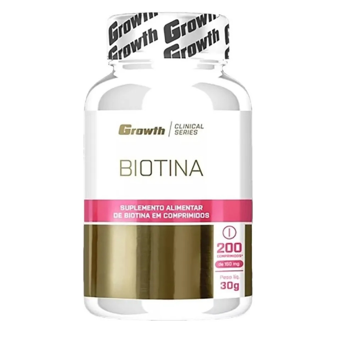 Biotina 120 e 200 Comprimidos Growth Supplements Original e com Nota Fiscal Sabor Natural