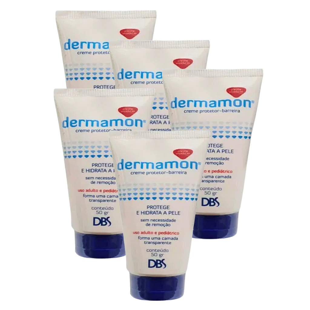 Kit 5 - Dermamon Creme Barreira Proteção e Hidratação Da Pele Adultos e Crianças - 5x50g