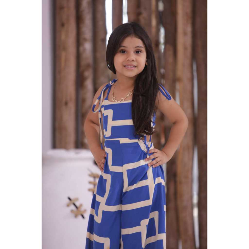 Macacão Longo Pantalona Estampado e Liso Infantil Para Meninas de 4 ao 16 Anos Super Elegante
