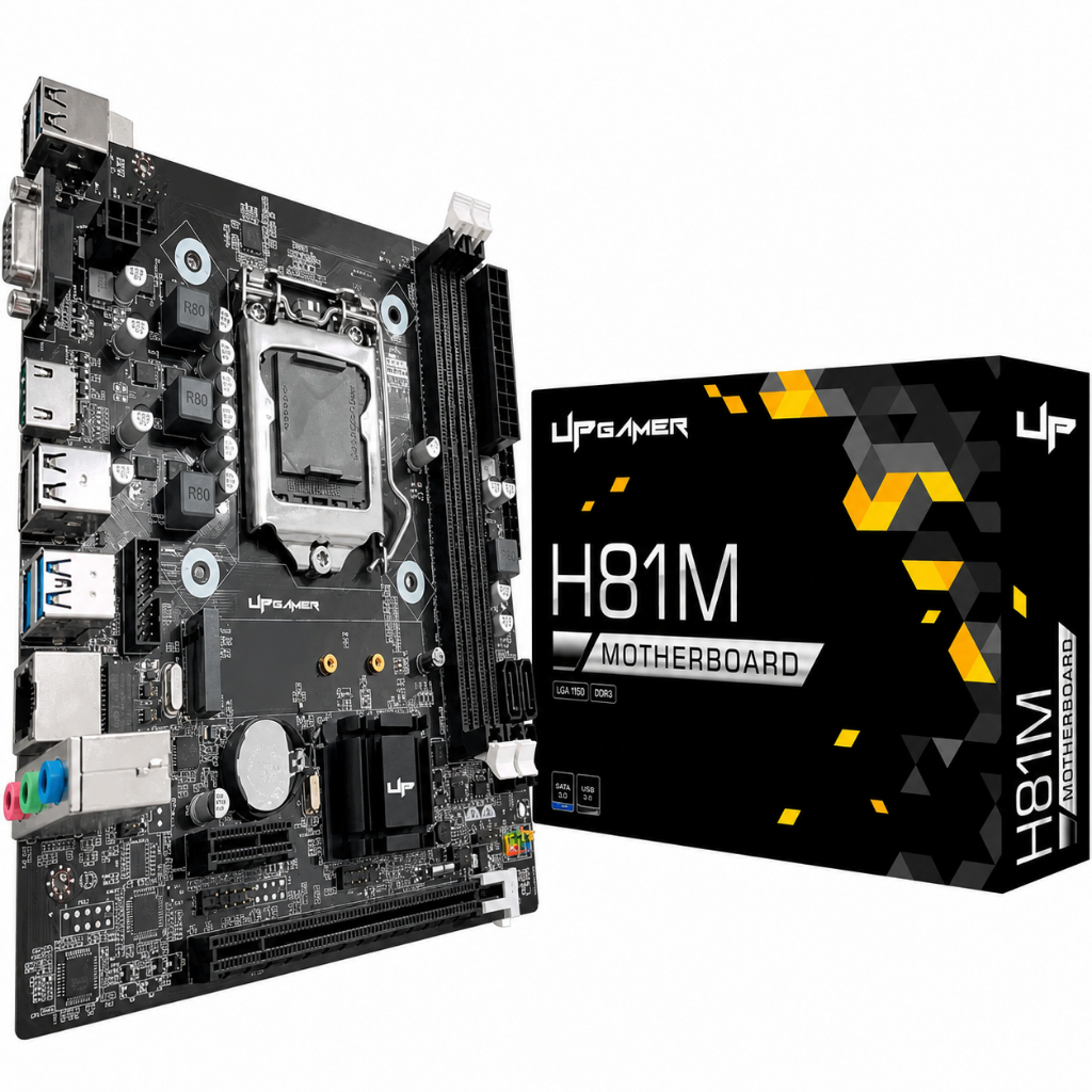 Placa Mãe Gamer LGA1150 UpGamer H81M DDR3 16GB M.2 NVMe HDMI Intel 4th i3 i5 i7 para Computadores de Jogos