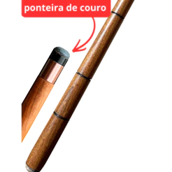 Taco de Sinuca Com Sola De Couro Profissional 1,47m Alinhado