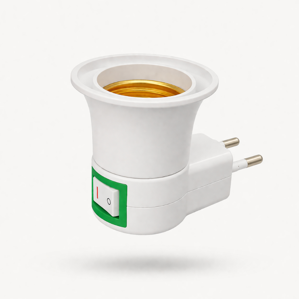 Soquete E27 com Botão Liga Desliga Bivolt Adaptador Prático ClickLux Switch