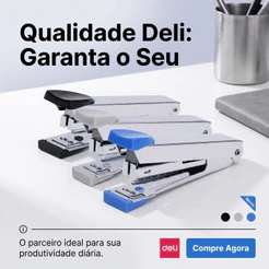 Grampeador de Mesa Deli para até 15 Folhas com Removedor Integrado