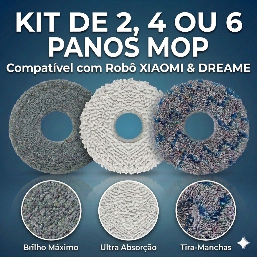 Kit Mop Refil Pano Esfregão compatível com Robô Xiaomi H50 Pro S40 Pro Vacuum 5 Pro S10+ S20+ X10+ X20+ X20 Pro X20 Max