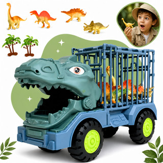 Caminhao Dinossauro Jaula De Transporte Safari Verde Com 4 Dinossauros Kizumba