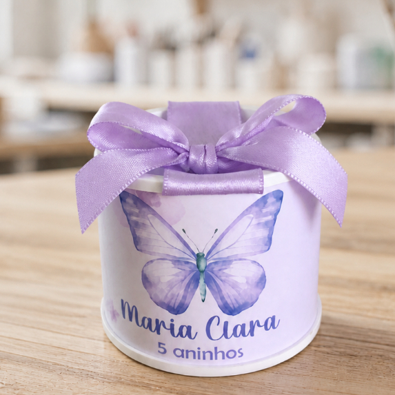 Kit tubolatas personalizadas Jardim das Borboletas • Lembrancinha maternidade | batizado | aniversário | chá de bb • 5x6