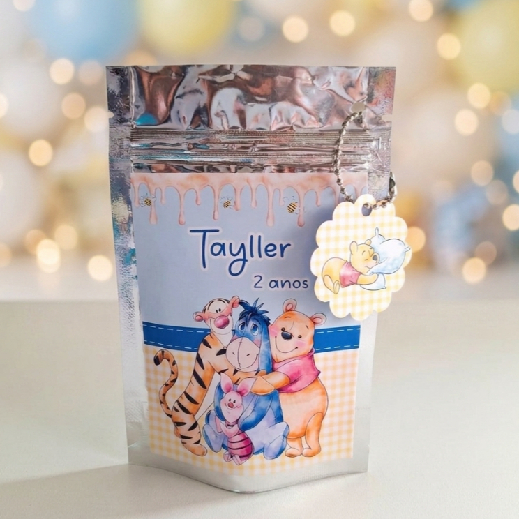 Saquinho Ziplock Personalizado 10x15cm Ursinho Poohf | Lembrancinha Festa Infantil | sacolinha surpresa