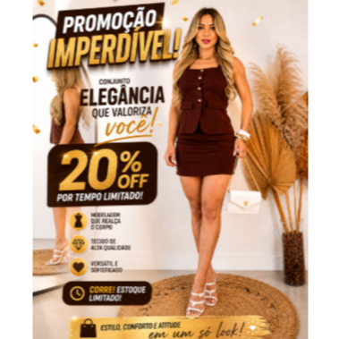 CONJUNTO FEMININO SOCIALCOM SHORT SAIA E COLETE