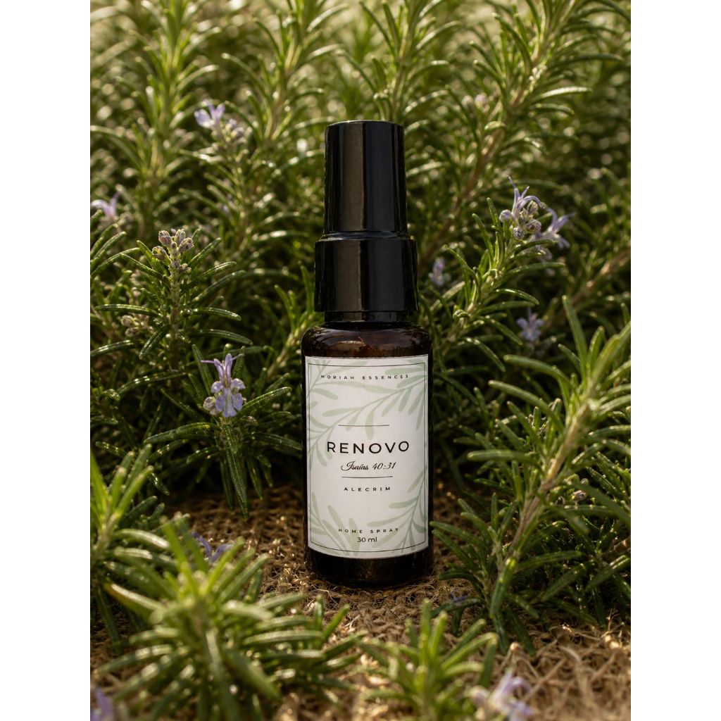 Home Spray Renovo 30 ml | Aroma Herbal Refrescante com Isaías 40:31 | Moriah Essences