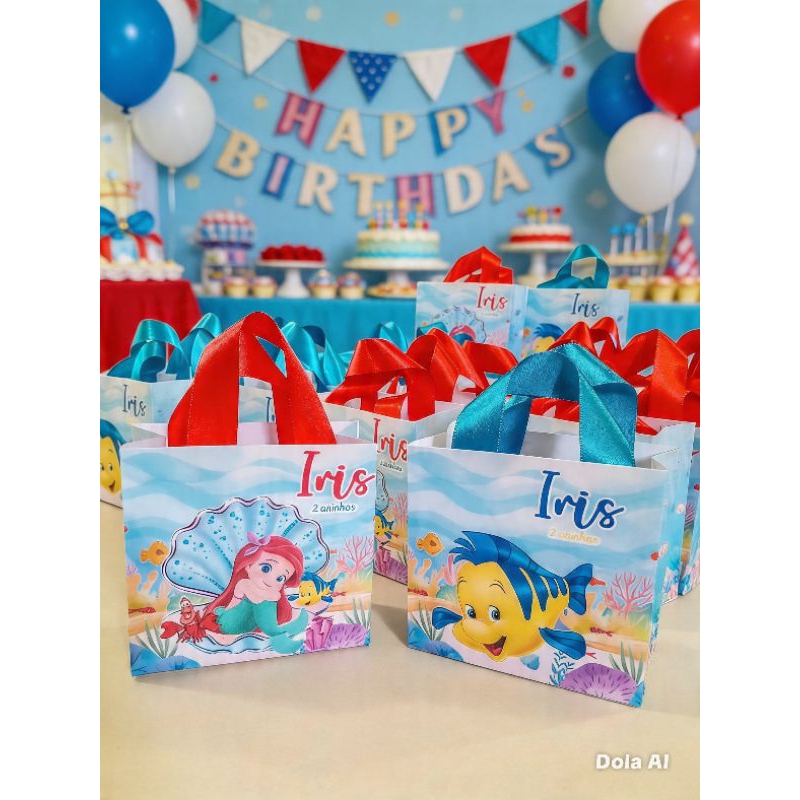 Kit 20 Sacolinhas Surpresa Festa Pequena Sereia Baby Ariel| Lembrancinhas, Aniversario, Personalizadas