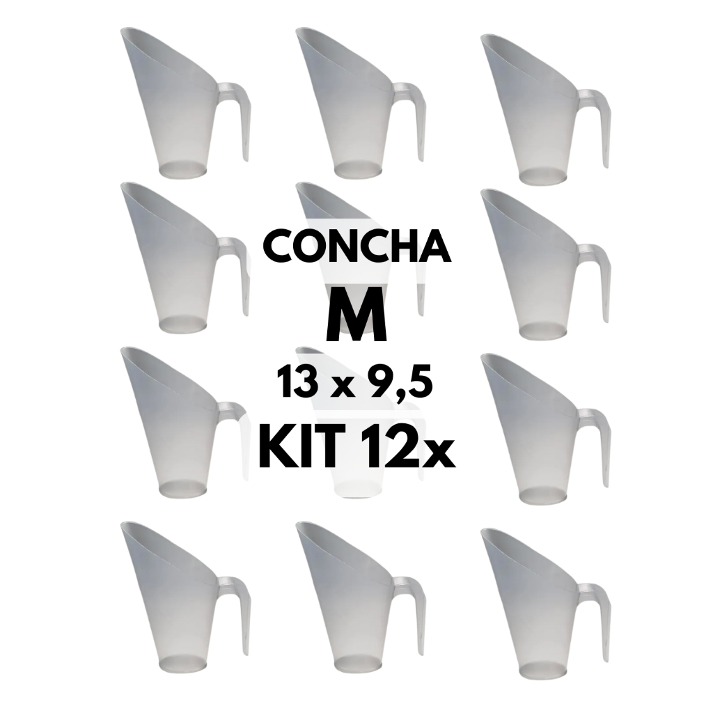 KIT 12x Concha Plástica Medidora M 300ml - Cereais Grãos Temperos Cozinha