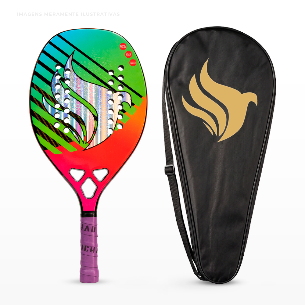 Raquete de Beach Tennis Pichau Sunrise California, Face 18k Carbon, PES-RKT-SC