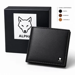 Carteira Masculina Couro Sintético Premium Minimalista Casual Elegante Com Caixa