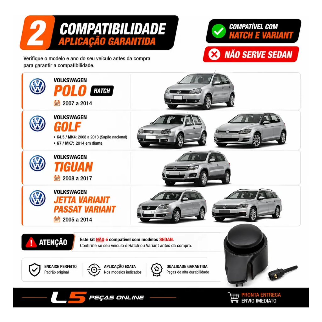 Kit Capa Do Esguicho Bico Limpador Traseiro Golf Polo Tiguan Passat Brucutu Acabamento Automotivo