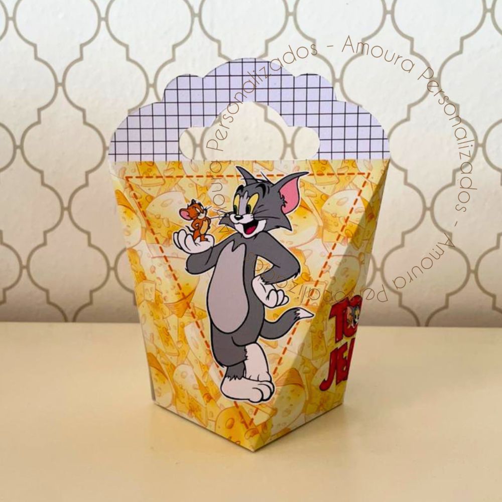 CAIXA TRIANGULOVE PERSONALIZADA PARA LEMBRANCINHAS TOM E JERRY |CAIXINHA| ANIVERSARIO GATO E RATO