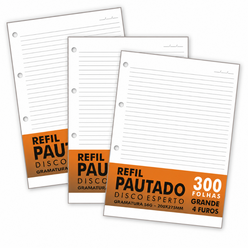 Refil De Caderno Argolado Universitário A4 Fichário 100 200 300 Folhas