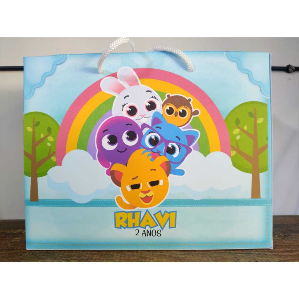 Sacolinhas personalizadas PEGUE E MONTE Bolofofos Tamanho M lembrancinha aniversário infan