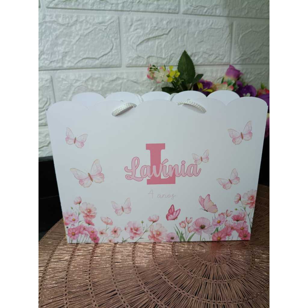 Sacolinha Personalizada/JARDIM DE BORBOLETAS/JARDIM ENCANTADO/FESTA/ANIVERSÁRIO
