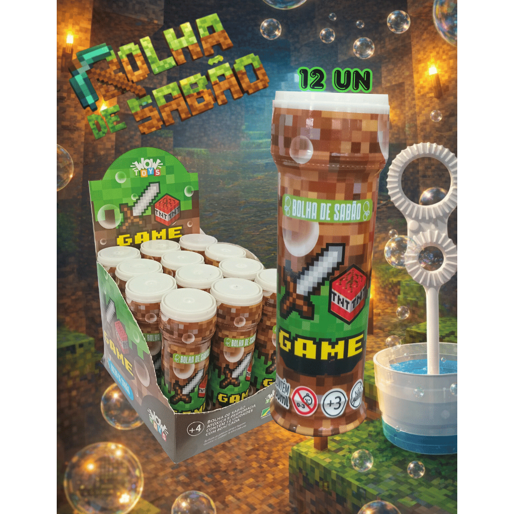 Kit 12 Bolha De Sabão Games 60ml Lembrancinha aniversário infantil bolinha prenda sacolinha surpresa